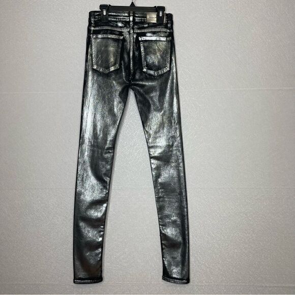 𝅺FAITH Connexion Silver Black Coated Skinny Jeans 27 - Picture 5 of 8